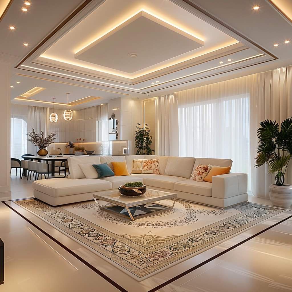 Elegant living room with gold accents