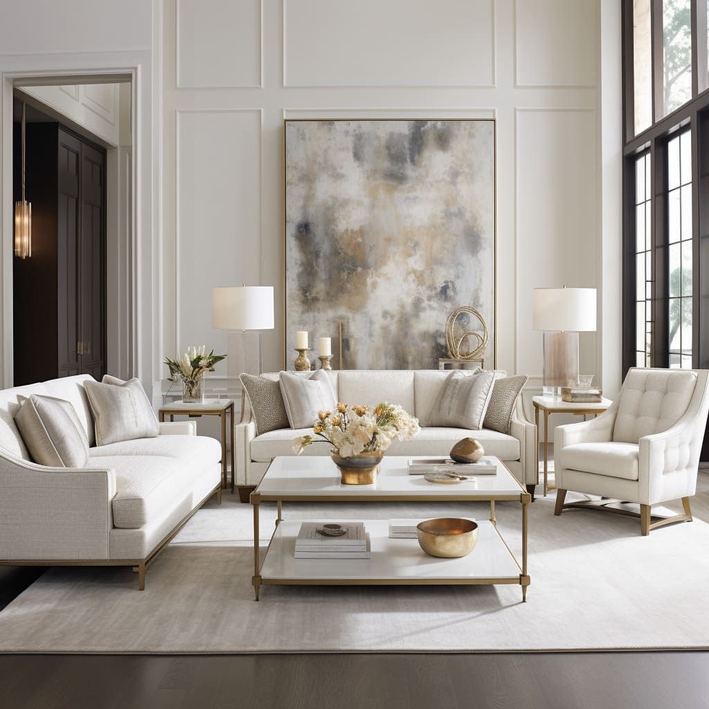 Luxury living room with gold accents